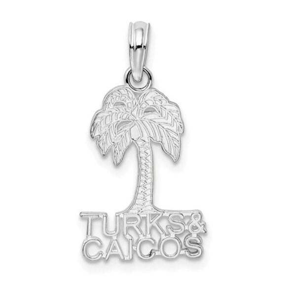 CLOSEOUT! 925 Sterling Silver Travel Turks & Caicos Under Palm Tree Travel Charm - Picture 1 of 6